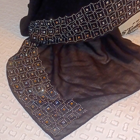 Black Sheer Wrap with Embellishments by Jessica Mc Clintock. NWT - Picture 2 of 6